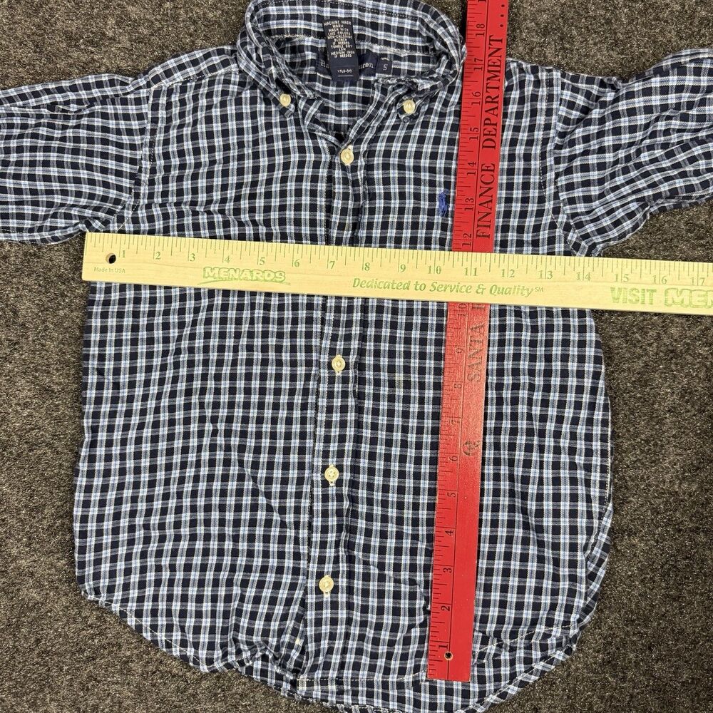 Polo Ralph Lauren Long Sleeve Button-Up Shirt Size 5/5T Blue White Checked Plaid - Picture 4 of 7